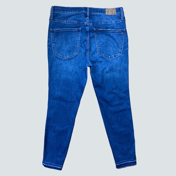 Madewell 10” High Rise Skinny Stretch Exposed Button Blue Jeans Size 32 in EUC - Picture 8 of 12